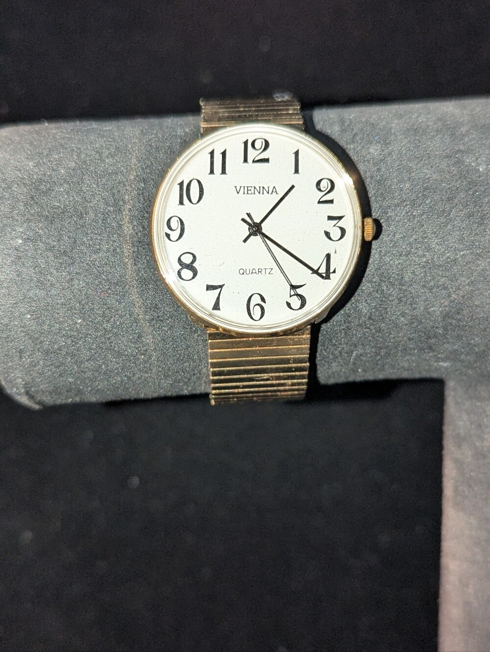 Men's Vienna Gold-Tone Quartz Watch with White Dial